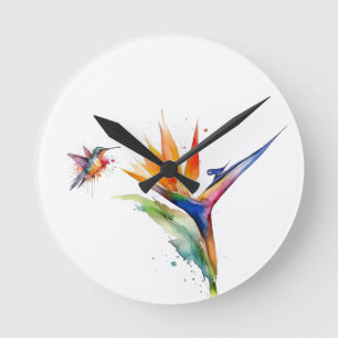 Kolibri & Paradiesvogel Runde Wanduhr