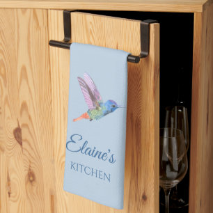 Kolibri Personalisiertes Blaues Küchentuch