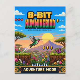 Kolibri, Retro-8-Bit-Pixelkunst Postkarte