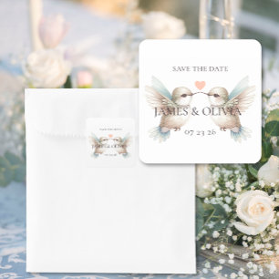 Kolibri Romantik Hochzeitstermin zur Hochzeit rett Quadratischer Aufkleber