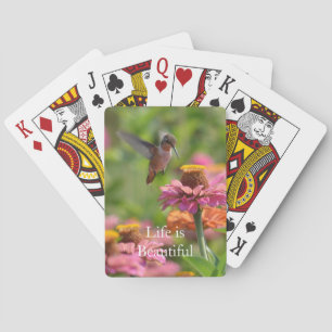 Kolibri-Rosa Zinnienblumen (Foto von mir) Spielkarten