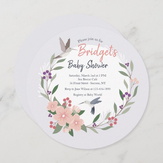 Kolibri-runde Einladung (Vorne/Hinten)