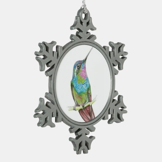 Kolibri Schneeflocken Zinn-Ornament (Links)