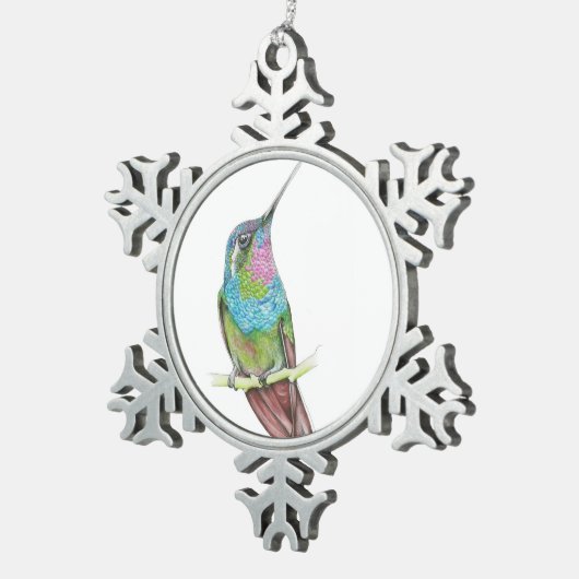 Kolibri Schneeflocken Zinn-Ornament (Rechts)