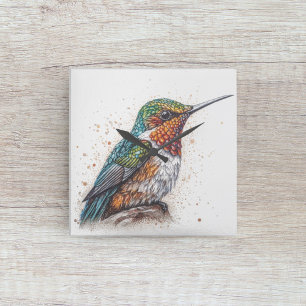 Kolibri-Serenade mit Juwelen Quadratische Wanduhr
