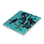 Kolibri-Silhouette auf blauem Grunge-Hintergrund Fliese (Seite)