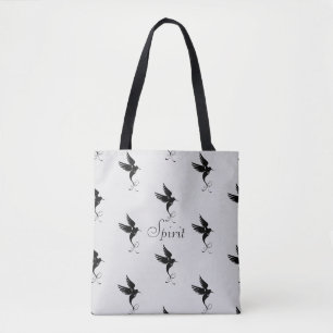 Kolibri-Silhouette auf Silberfarbe Tasche