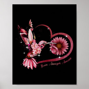 Kolibri Sonnenblumen Herz Burgunderband Gehirn Poster
