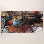 Kolibri-Straßenkunst-Illustration Strandtuch (Vorderseite)