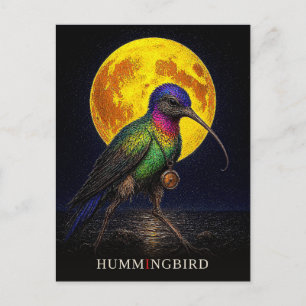 Kolibri-Taschenuhr gothic Surreal Postkarte