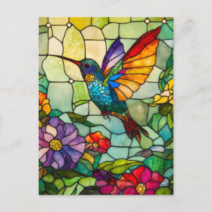 Kolibri-Tiffany-Stil-Fenster Feiertagspostkarte