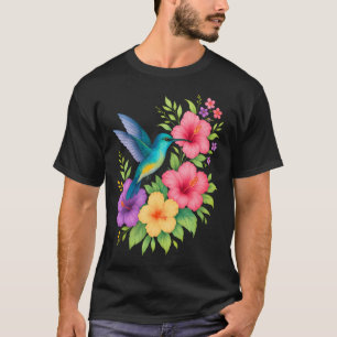 Kolibri Tropische Blumen - Floraler Vogel T-Shirt