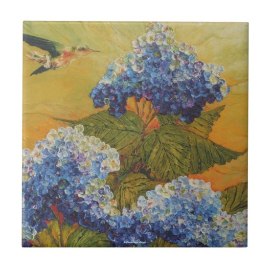 Kolibri-u. Hydrangea-Fliese Fliese (Vorderseite)
