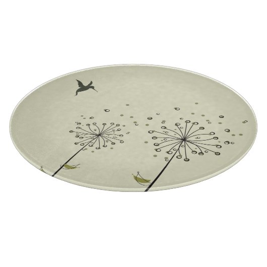 Kolibri u. Löwenzahn Schneidebrett (Ecke)