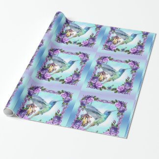 Kolibri-u. Rosen-glattes Verpackungs-Papier, 30" x Geschenkpapier