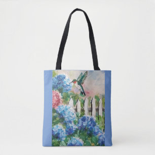 Kolibri und Blume Tragetaschen Tasche
