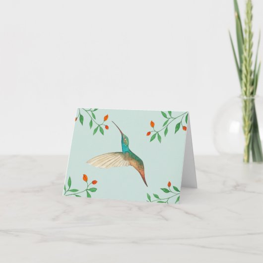 Kolibri und Blumen Karte (Vorderseite)