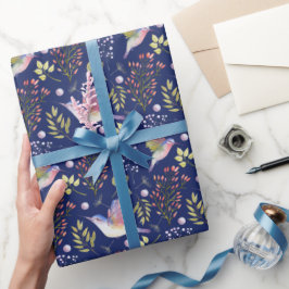 Kolibri- und Blumenmuster Benutzerdefinierter Hint Geschenkpapier