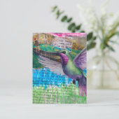 Kolibri und Boot Abstract Mixed Media Collage Postkarte (Stehend Vorderseite)