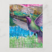 Kolibri und Boot Abstract Mixed Media Collage Postkarte (Vorderseite)