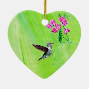 Kolibri- und Duftwicken-Gemälde Keramik Ornament