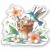 Kolibri und Eiskaffee Aufkleber (Vorderseite)