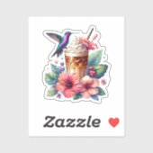 Kolibri und Eiskaffee Aufkleber (Blatt)