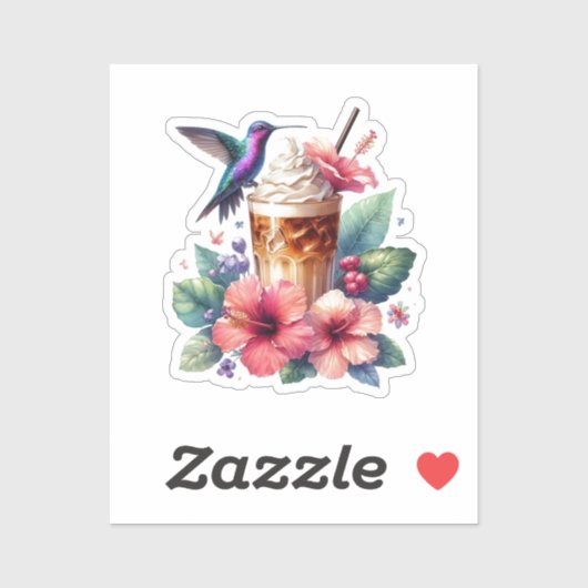 Kolibri und Eiskaffee Aufkleber (Blatt)