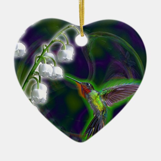 Kolibri und Lilie der Tal-Blumen Keramikornament (Vorne)