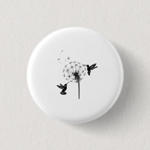 Kolibri- und Löwenzahnblüten-Naturkunst Button