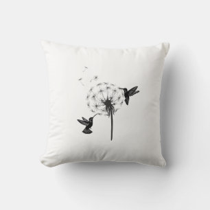 Kolibri und Löwenzahnblüten-Naturkunst Kissen