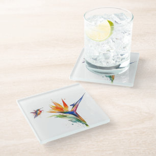 Kolibri- und Paradiesvogel-Kunst Glasuntersetzer