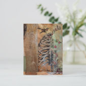 Kolibri- und Rippengeheimnis Mixed-Media-Collage Postkarte (Stehend Vorderseite)