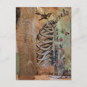 Kolibri- und Rippengeheimnis Mixed-Media-Collage Postkarte (Vorderseite)