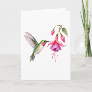 Kolibri und rosa Fuchsien-Karte Karte