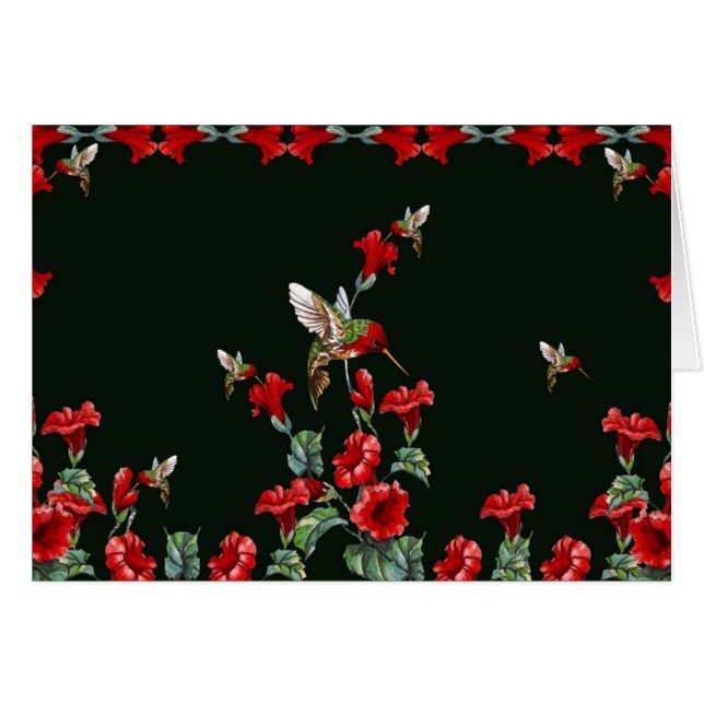 Kolibri und Rosen (Vorderseite (Horizontal))
