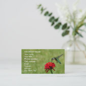 Kolibri und roter Zinnia Visitenkarte (Stehend Vorderseite)