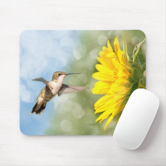 Kolibri und Sonnenblume Mousepad (Mit Mouse)