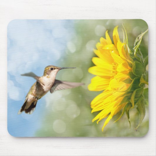 Kolibri und Sonnenblume Mousepad (Vorne)