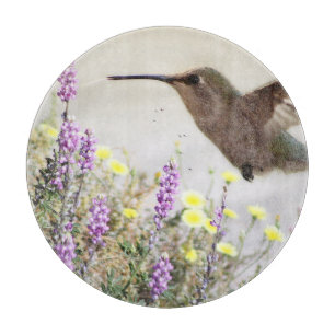 Kolibri und Wildblumen Digitale Kunst Schneidebrett