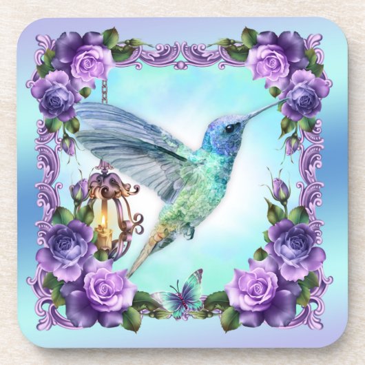 Kolibri-Untersetzer mit Korkenrückseite - Set von Untersetzer (Vorderseite)