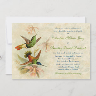 Kolibri Vintage Blumen Hochzeitseinladung Einladung