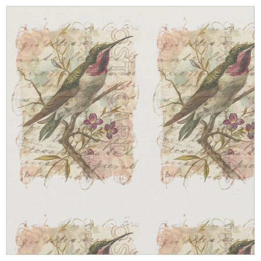 Kolibri-Vintage Collage Stoff (Nahaufnahme)