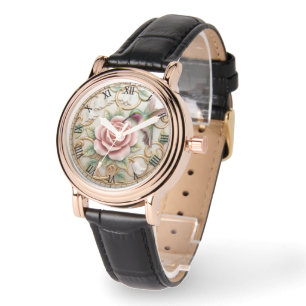 Kolibri Vintage Viktorianisch Rosa Rose Floral Armbanduhr