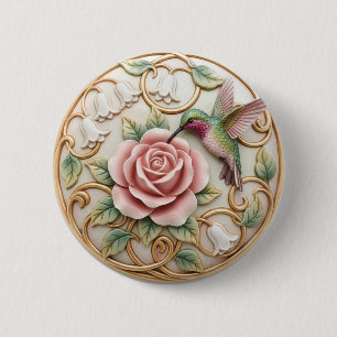 Kolibri Vintage Viktorianisch Rosa Rose Floral Button