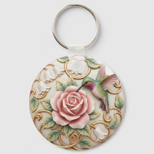 Kolibri Vintage Viktorianisch Rosa Rose Floral Schlüsselanhänger