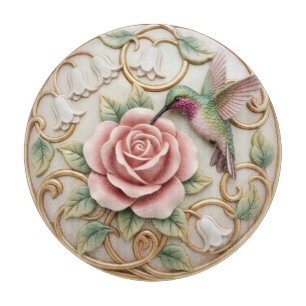 Kolibri Vintage Viktorianisch Rosa Rose Floral Schneidebrett