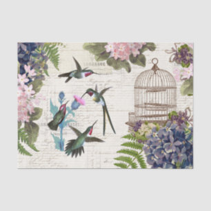 Kolibri-Vintage-Vogelkäfig-Blumen-Seidenpapier Seidenpapier