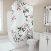 Kolibri-Vogel-asiatische Lilien-Blumen Duschvorhang (Beispiel)