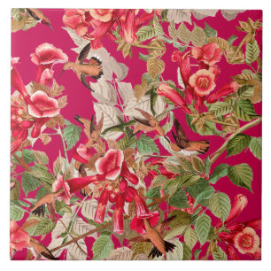 Kolibri-Vögel Audubon Tier-Tier-Blumen Fliese